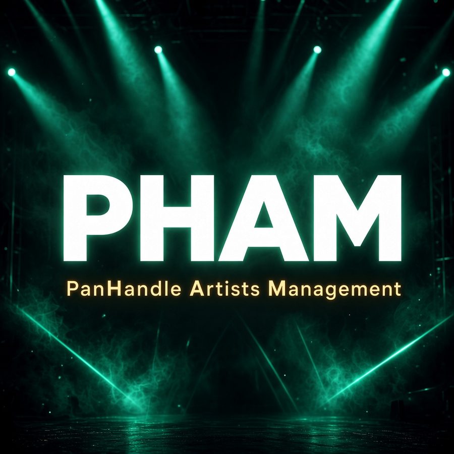PHAM, PanHandle Artists Management logo on a green-lit stage
